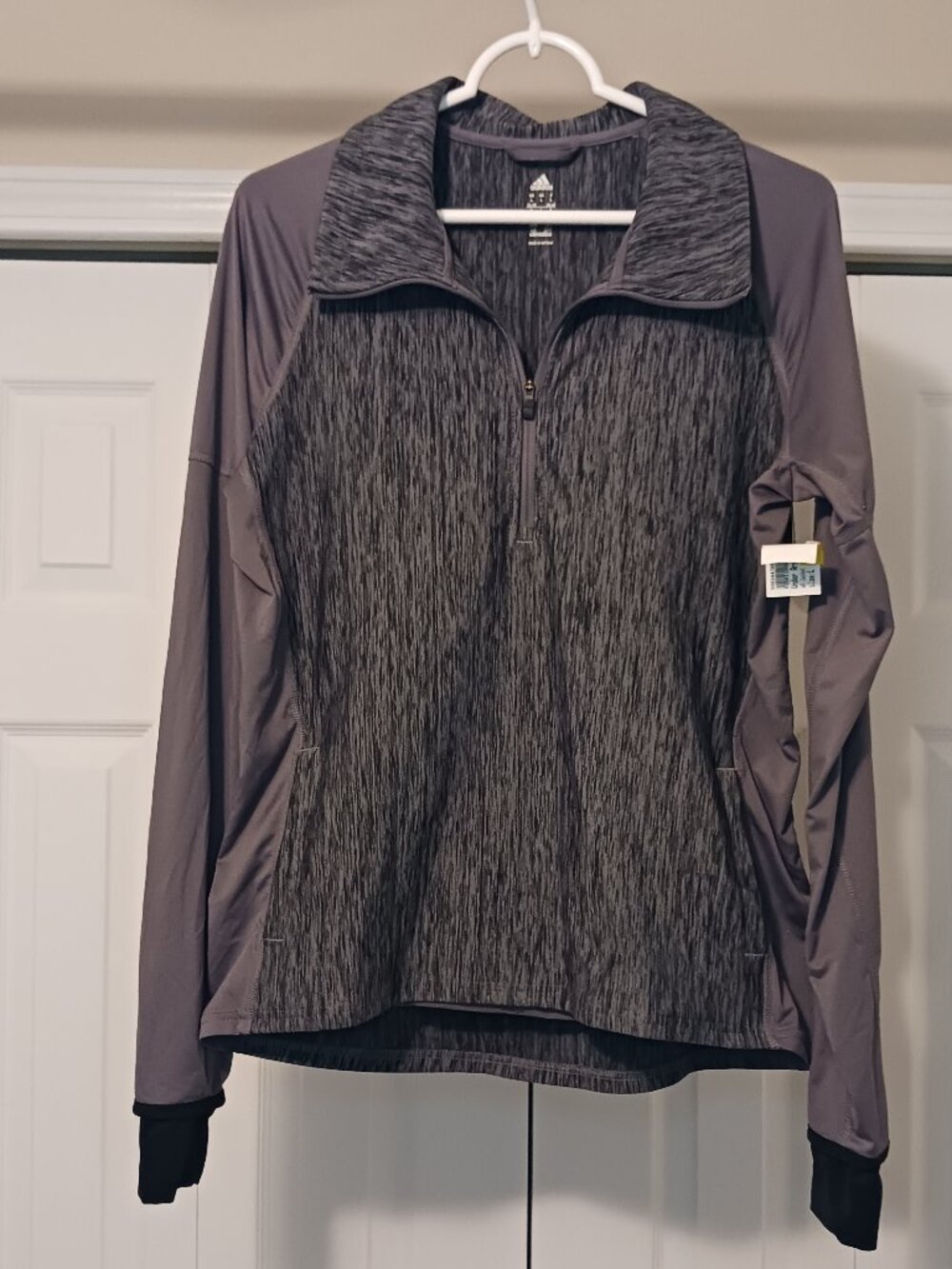 #95 3/$18 - Adidas Gray/Black 1/4 Zip Long Sleeve Top Size L